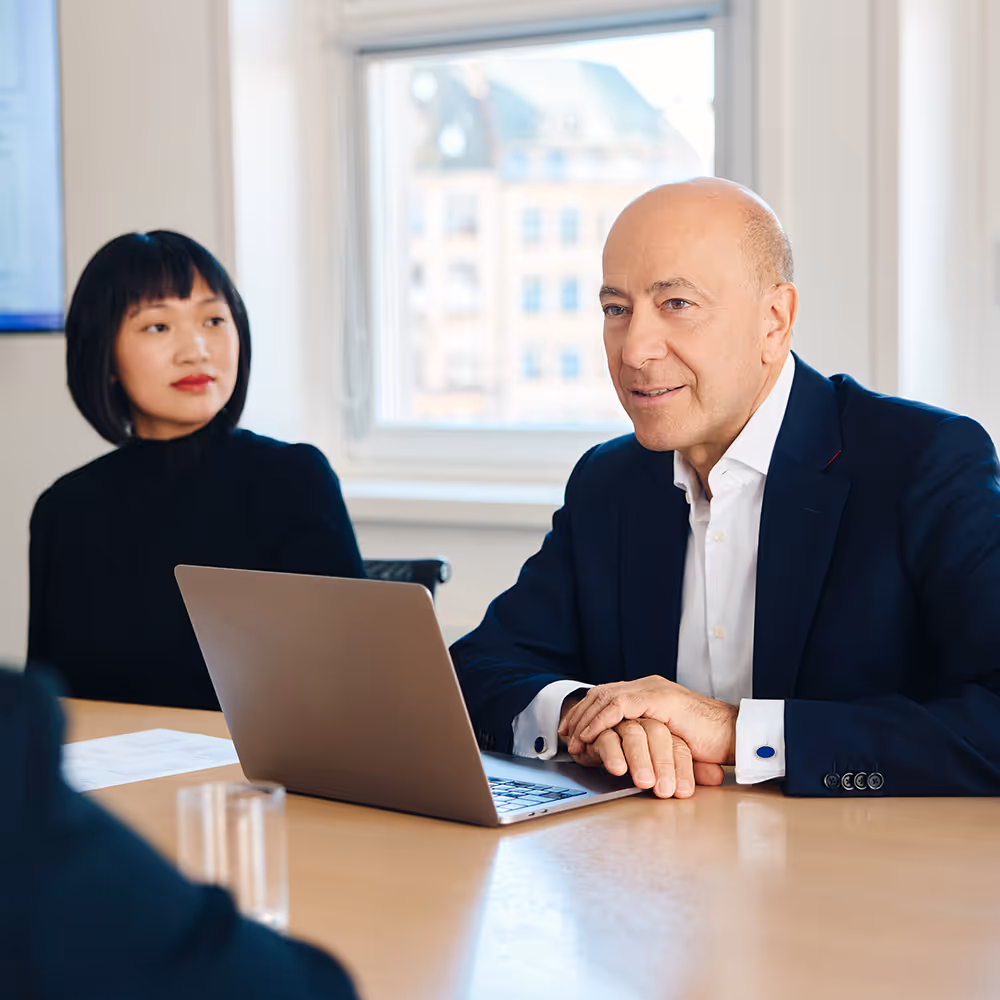 Two persons in a meeting