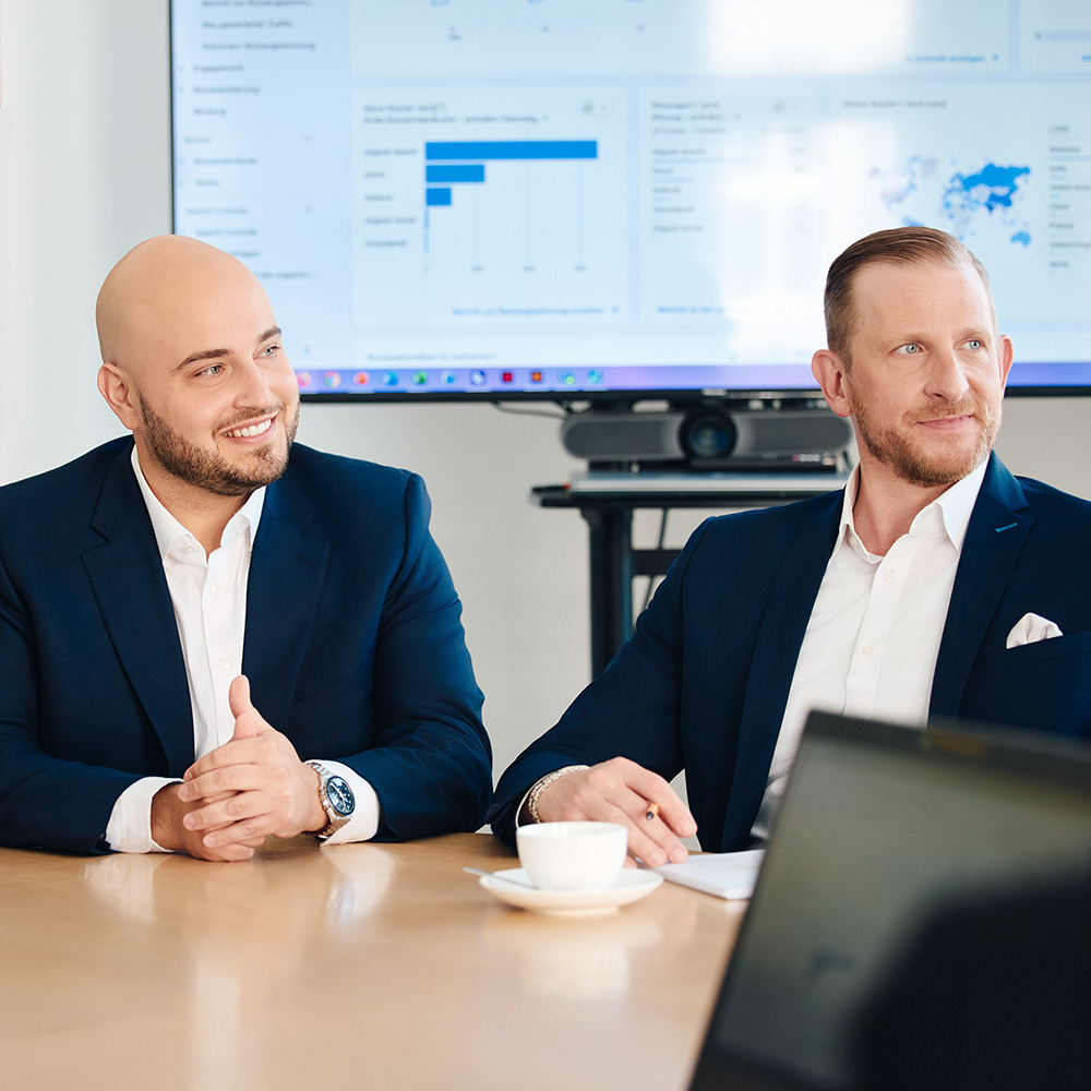 Two persons in a meeting