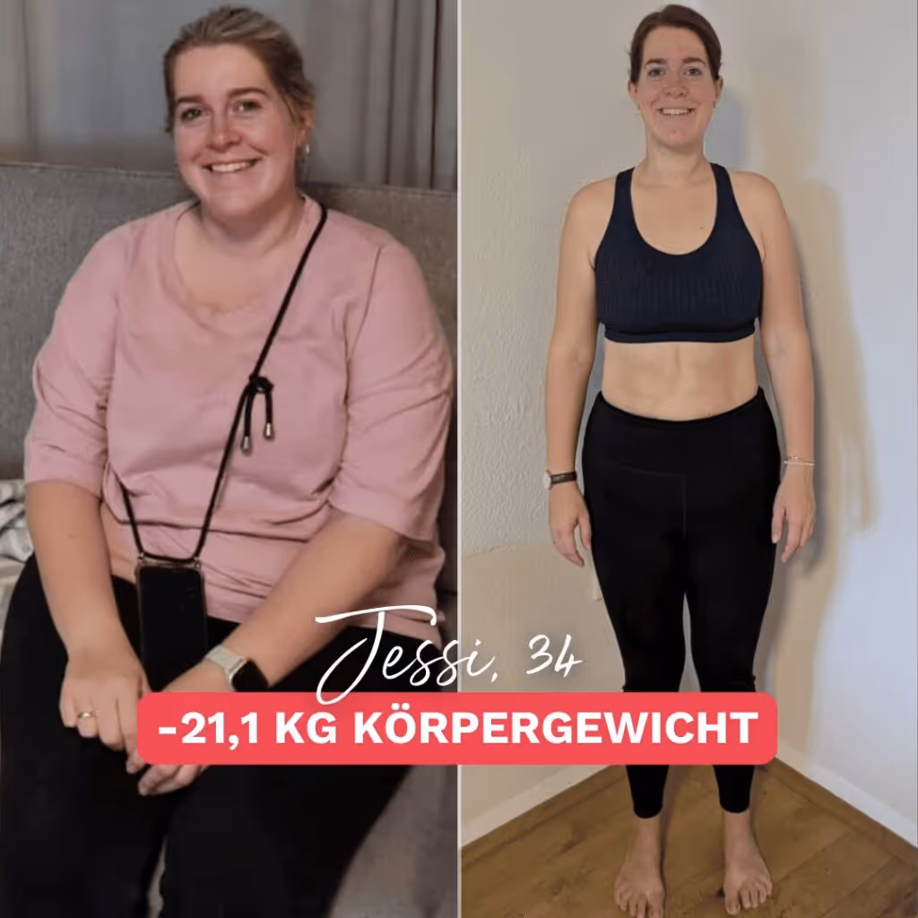 20 kg abnehmen vorher nachher: Jessi hat 21,2 kg abgenommen – das Vorher-Nachher-Bild zeigt ihre großartige Veränderung und wie sich ihr Körper durch gezielte Maßnahmen positiv entwickelt hat.