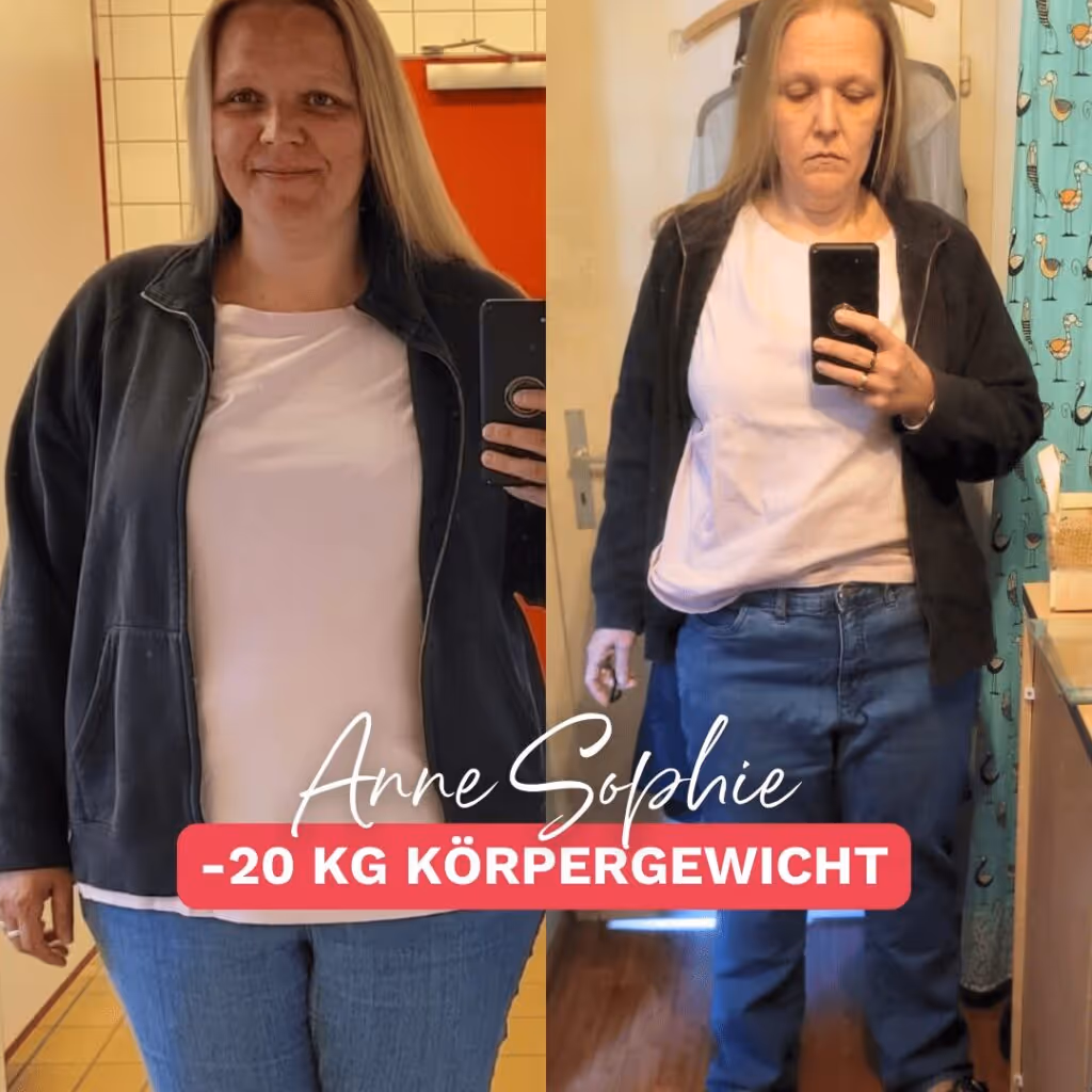 Anne Sophie dokumentiert ihren beeindruckenden Weg der Gewichtsabnahme nach Schwangerschaft mit -20 kg – ein starkes Vorbild für andere Mütter.