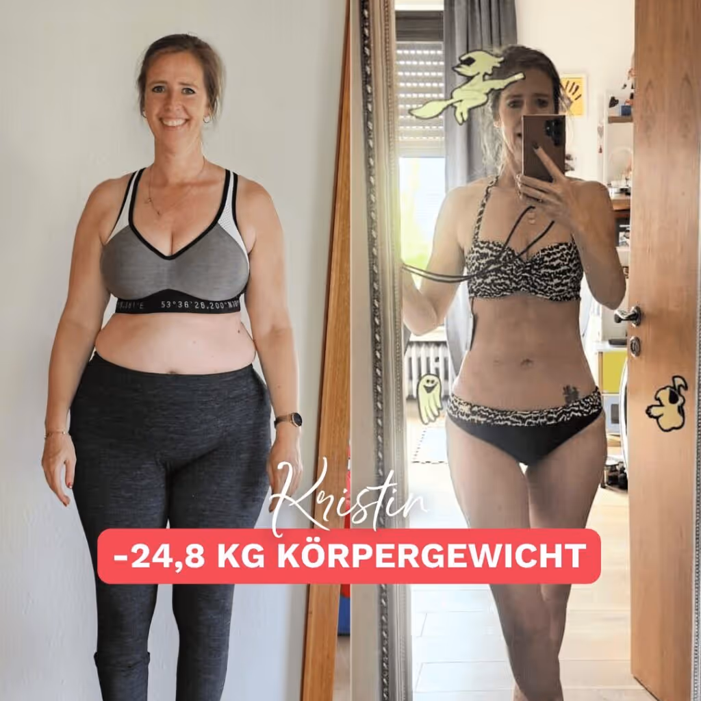 Kristin vor und nach der Abnahme – beeindruckende Veränderung trotz hartnäckigem Fett am Bauch