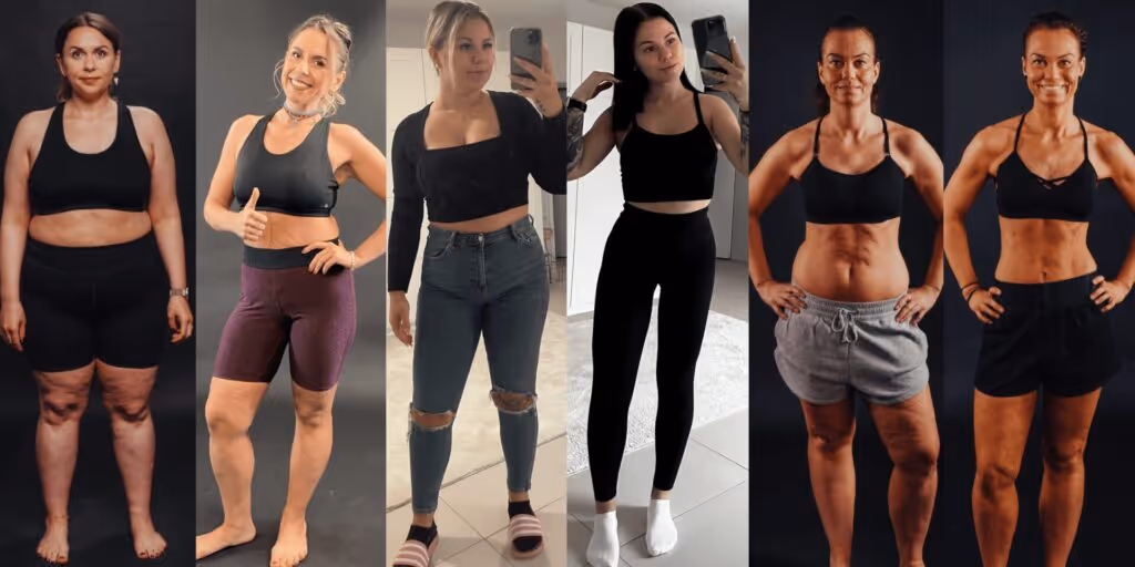 Starke Frauen, die ihre Fettverteilungsstörung mit Körperverwandlung überwunden haben. Die Vorher-Nachher-Bilder zeigen, was möglich ist – mehr Leichtigkeit, weniger Beschwerden und ein neues Selbstwertgefühl.