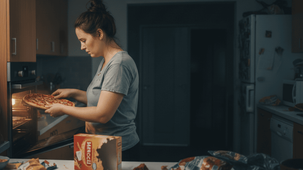 Mama schiebt Tiefkühlpizza in den Ofen – schnelle Lösungen, die das Abnehmen erschweren