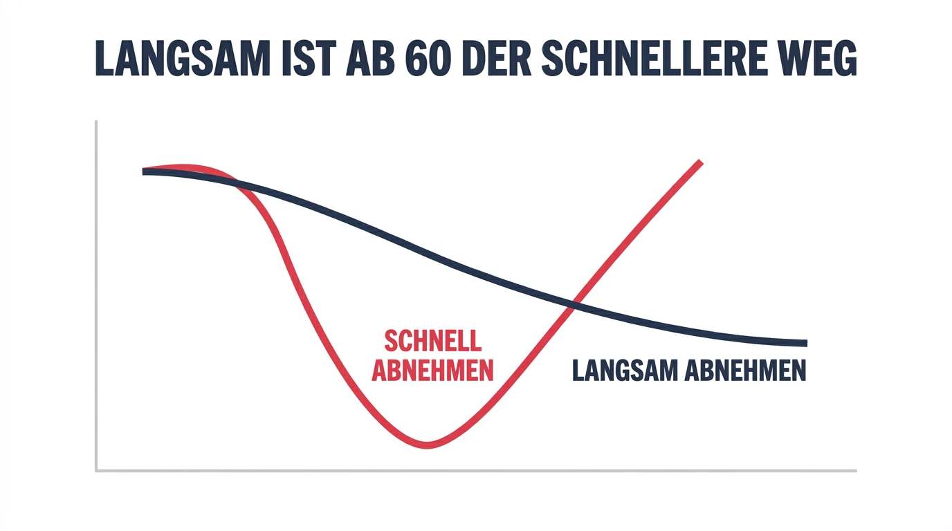 Grafik zum Vergleich von schnellem und langsamem Abnehmen im Verlauf