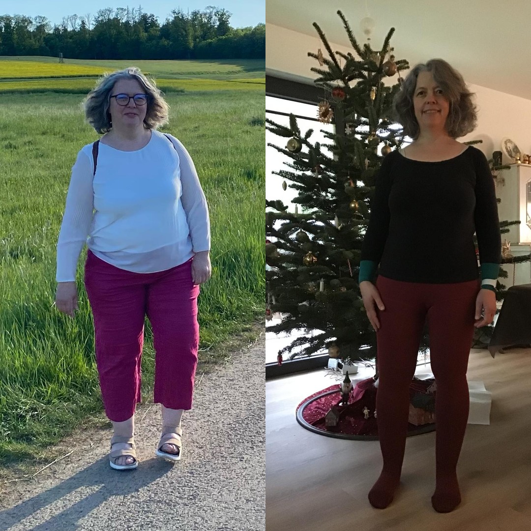 Michaela vorher und nachher, -28 kg in 7 Monaten