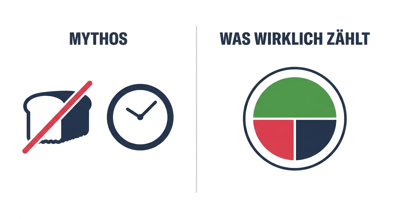 Vergleichsgrafik Mythos und was wirklich zählt beim Thema Kohlenhydrate am Abend