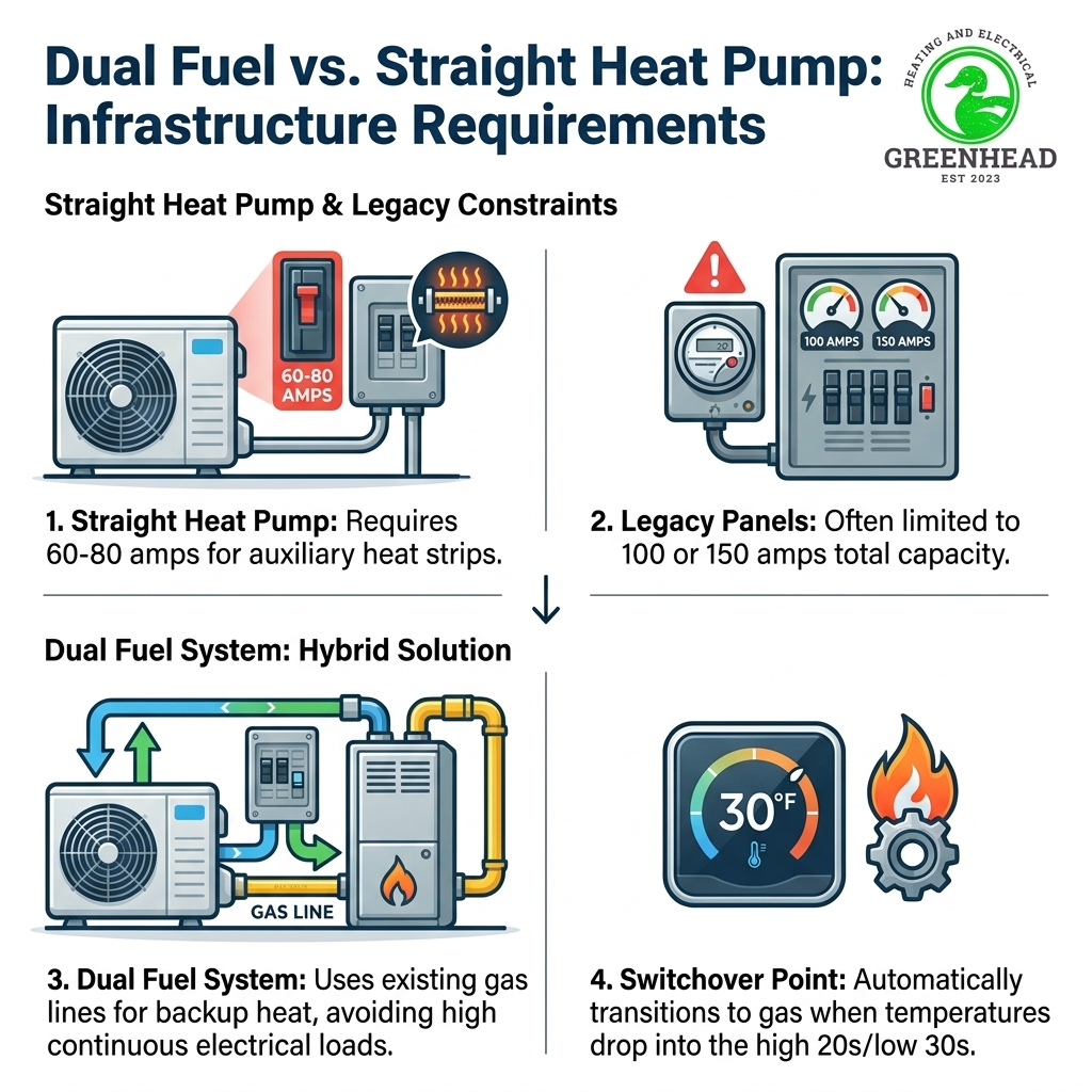 Dual Fuel vs. Straight Heat Pump: Infrastructure Requirements