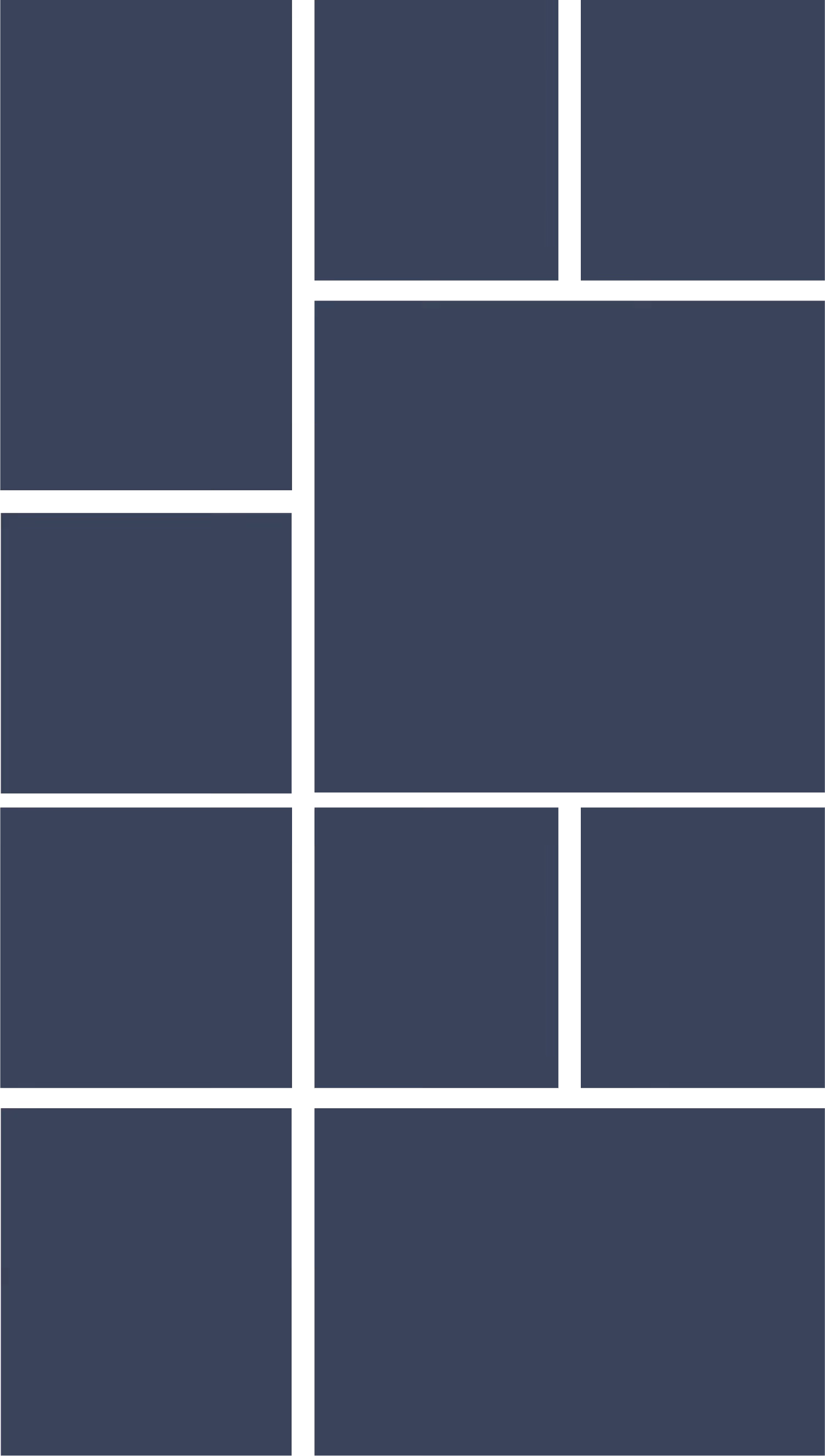 Abstract composition of dark blue and white rectangular shapes arranged in a grid pattern.