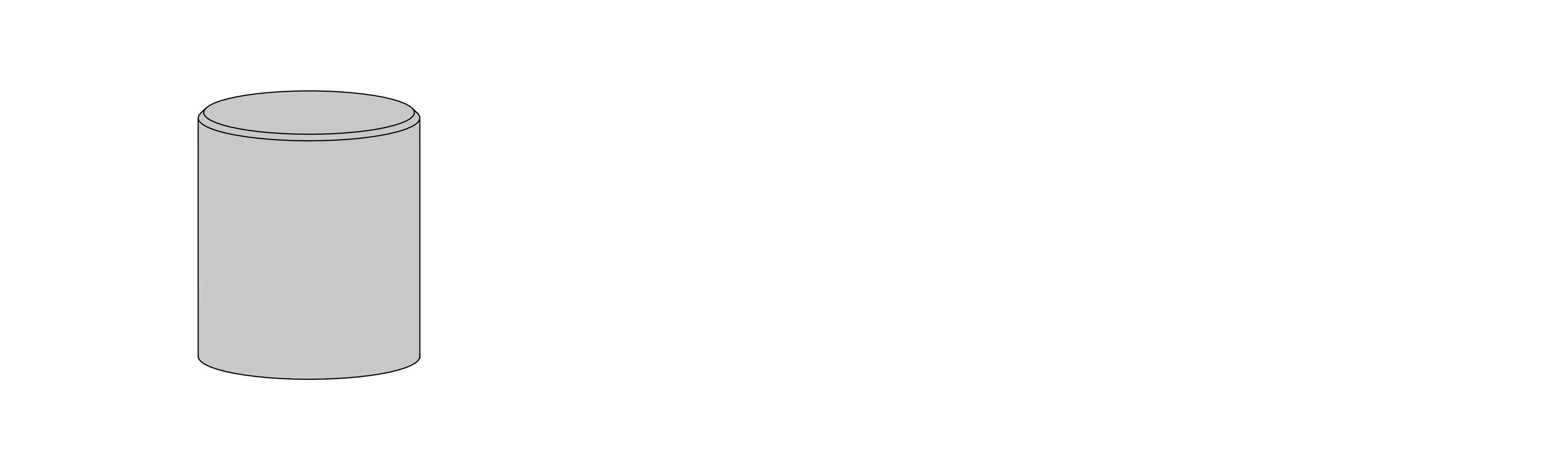 Simple gray cylindrical object with a flat top and vertical sides on a white background.