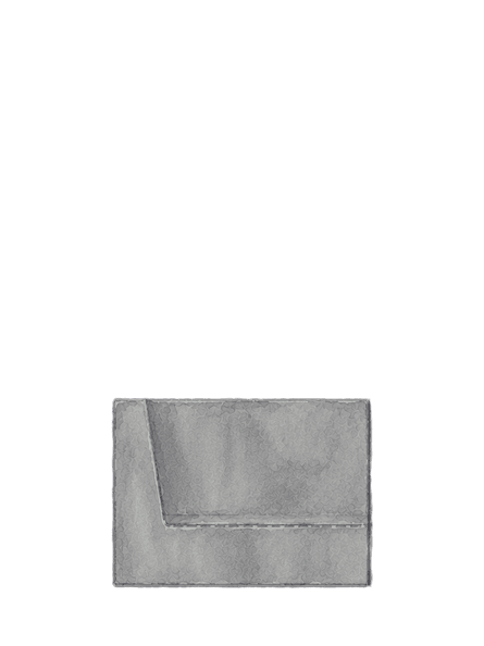 Top view blueprint of a concrete or stone sink with distinct drainage areas.