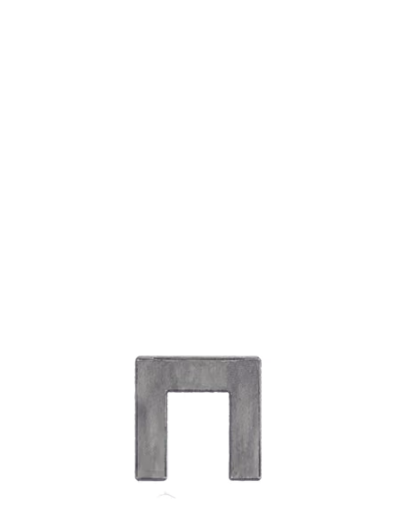 Two gray concrete-shaped stools or blocks with a square cutout in the center.