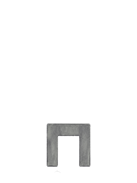 Two gray concrete-shaped stools or blocks with a square cutout in the center.