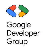 Google Developer Group logo with colorful stylized brackets above the text.