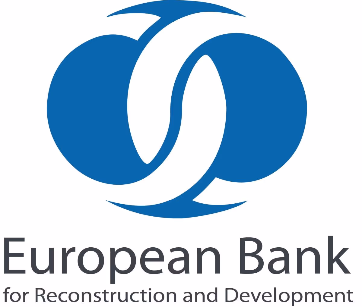 Logo of the European Bank for Reconstruction and Development with blue interlocking shapes.