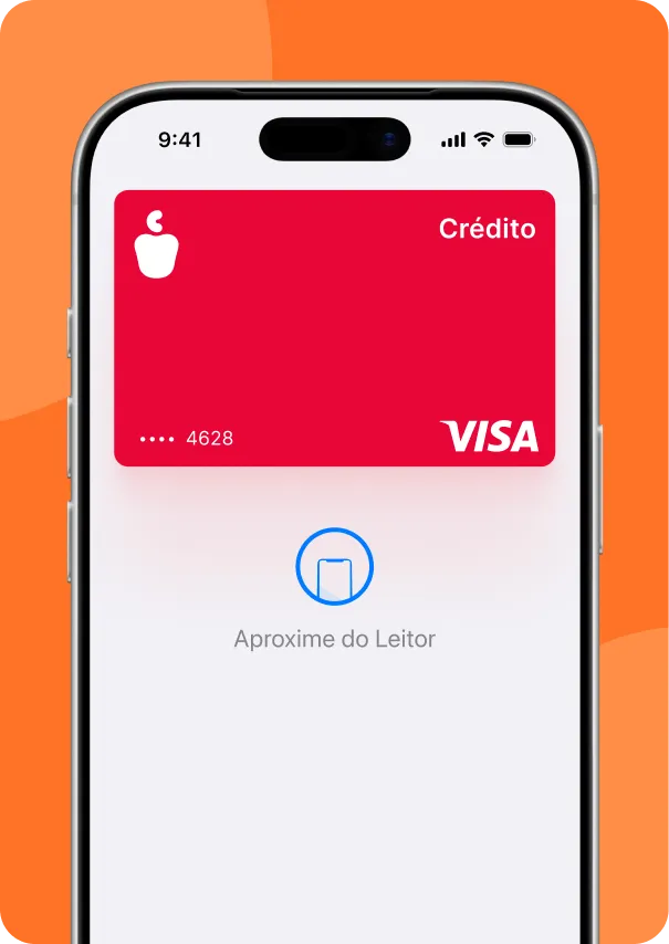 Celular exibindo o cartão virtual Caju pronto para pagar por aproximação