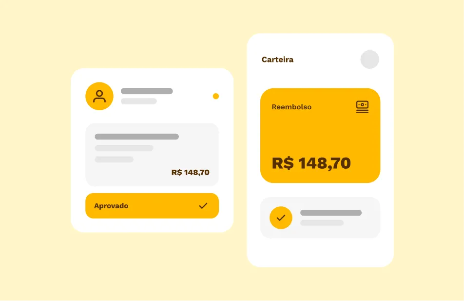 Tela do app Caju com um reembolso de despesa aprovado