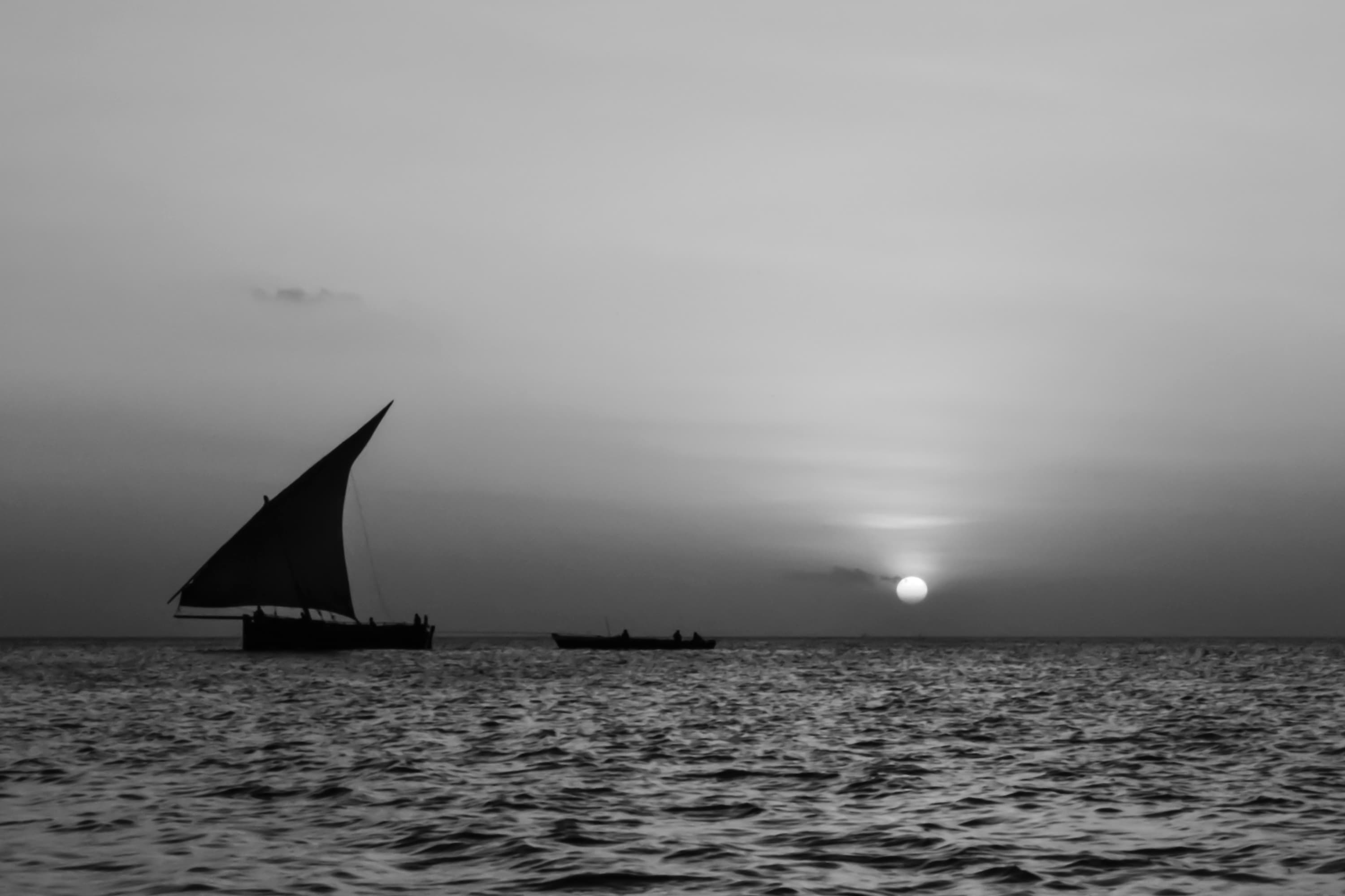 Local sailboat in open water — fine art seascape photography by Maison TALI.