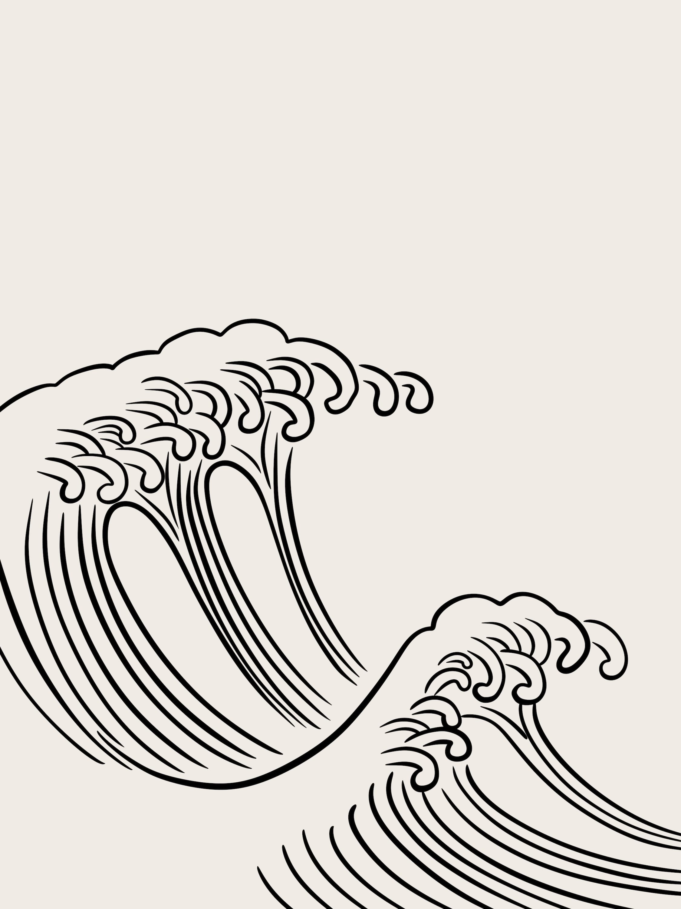 Japandi-style wave drawing — calm, minimal ocean-inspired wall art by Maison TALI.