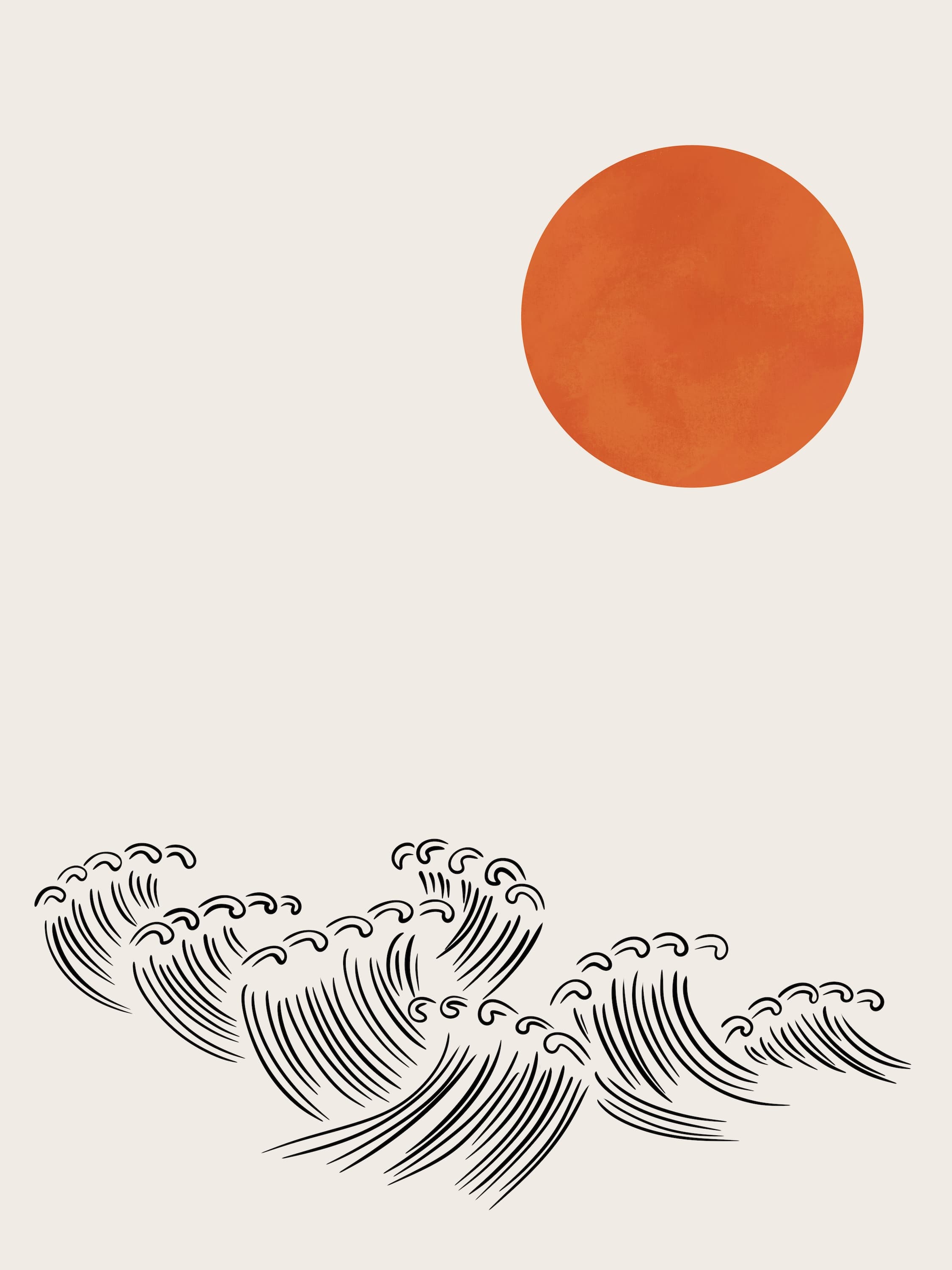 Minimal wave drawing in Japandi style — Japanese-inspired wall art by Maison TALI.