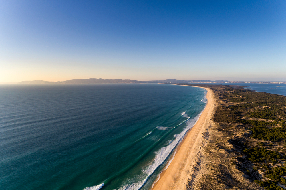 Aerial view of the Comporta Beach and the Troia Peninsula
