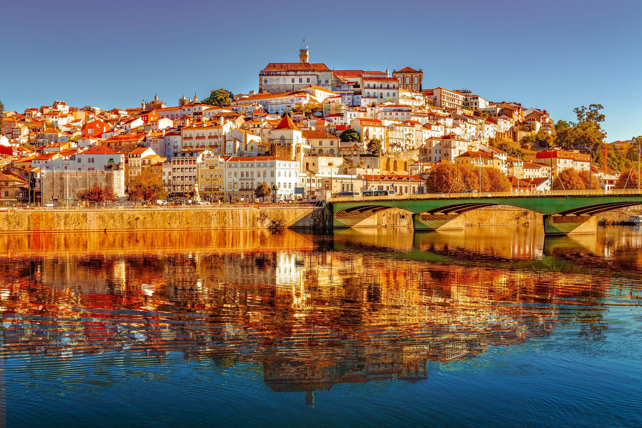 View of Coimbra and the University from left bank of the Mondego River