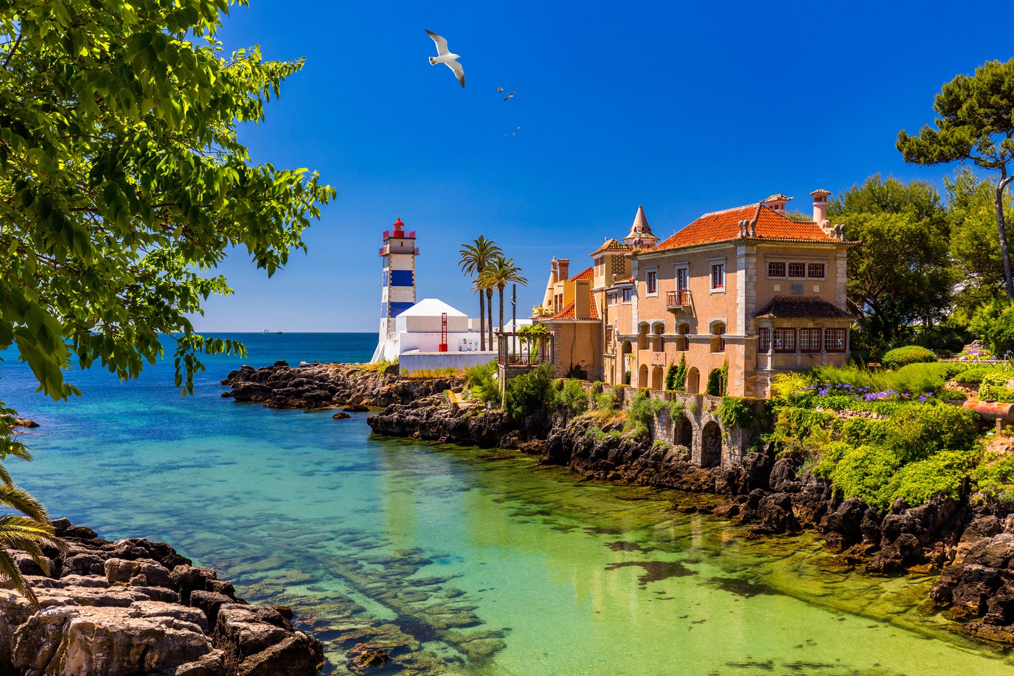 Santa Marta lighthouse and Municipal museum, Cascais, Lisbon, Portugal. 