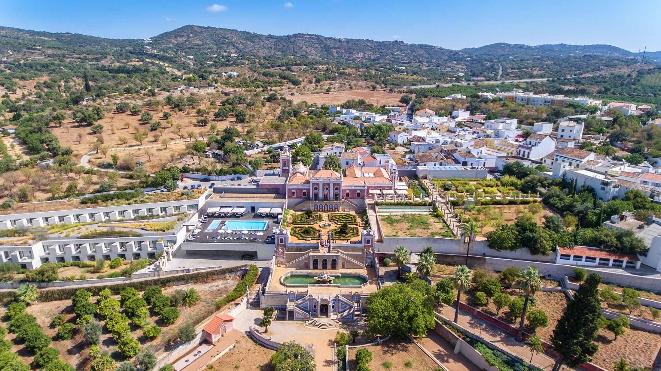 Aerial. Estoi Palace and garden Algarve, Portugal, Faro Europe