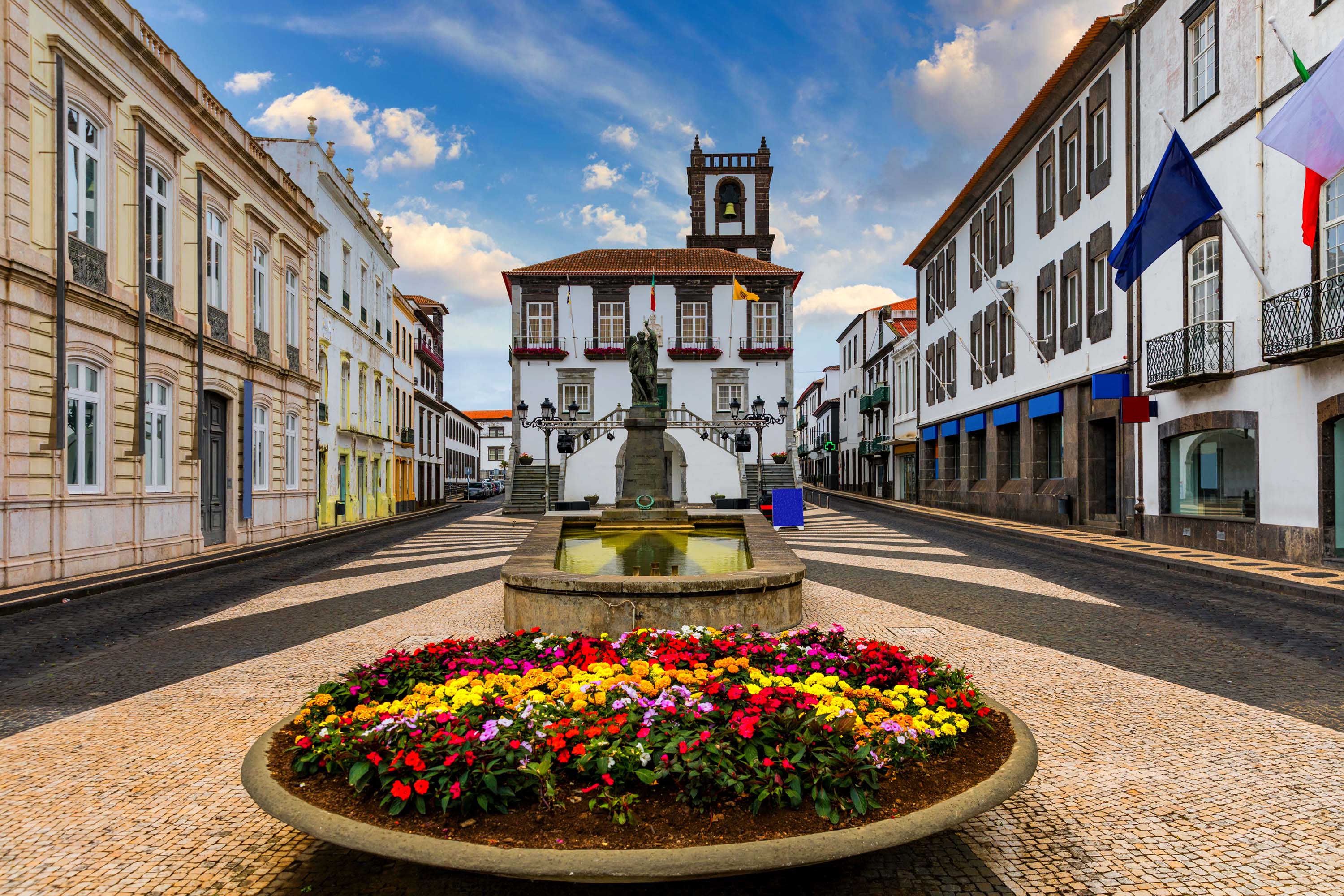 Tranquil street in the town of Ponta Delgada 