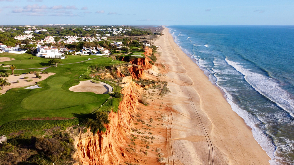 Golf course above the long, golden sands of Vale do Lobo