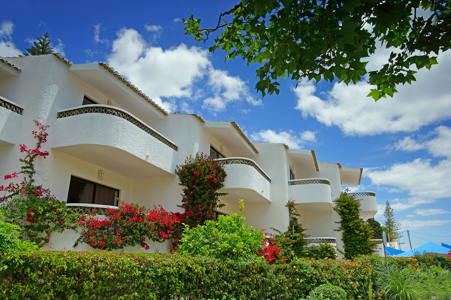 Beach apartments on a beautiful summer day in Praia da Luz