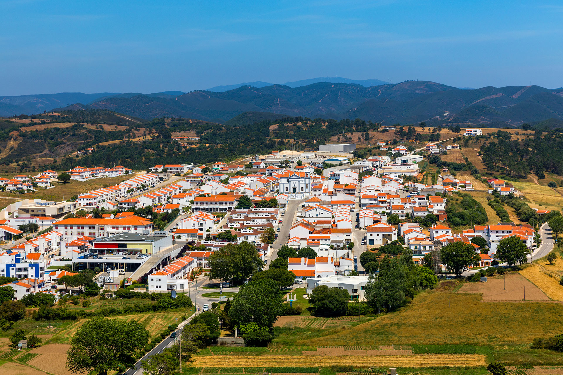 The town of Aljezur surrounded by a mountainous region