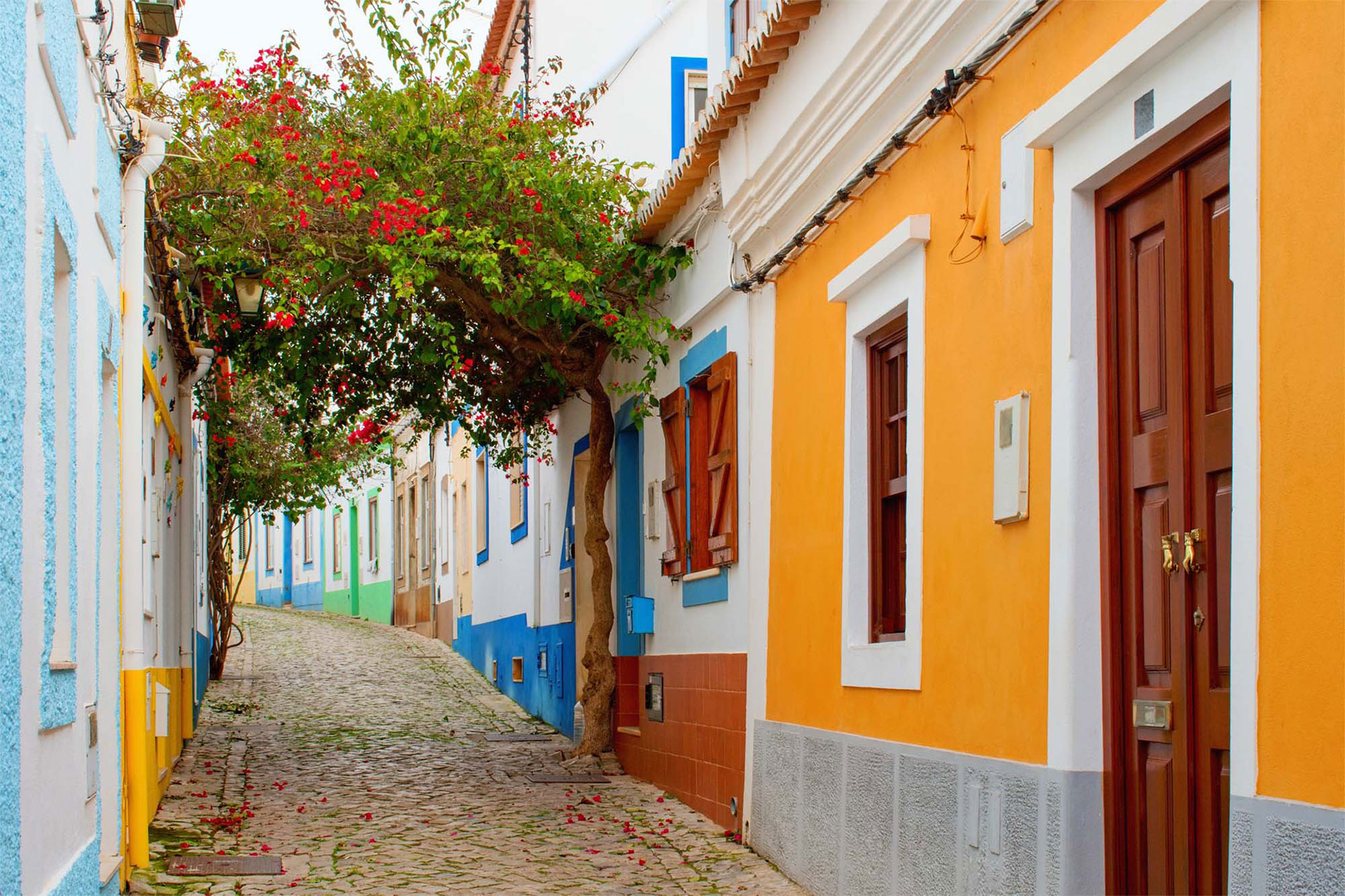 Colourful quiet street in Ferragudo, Algarve
