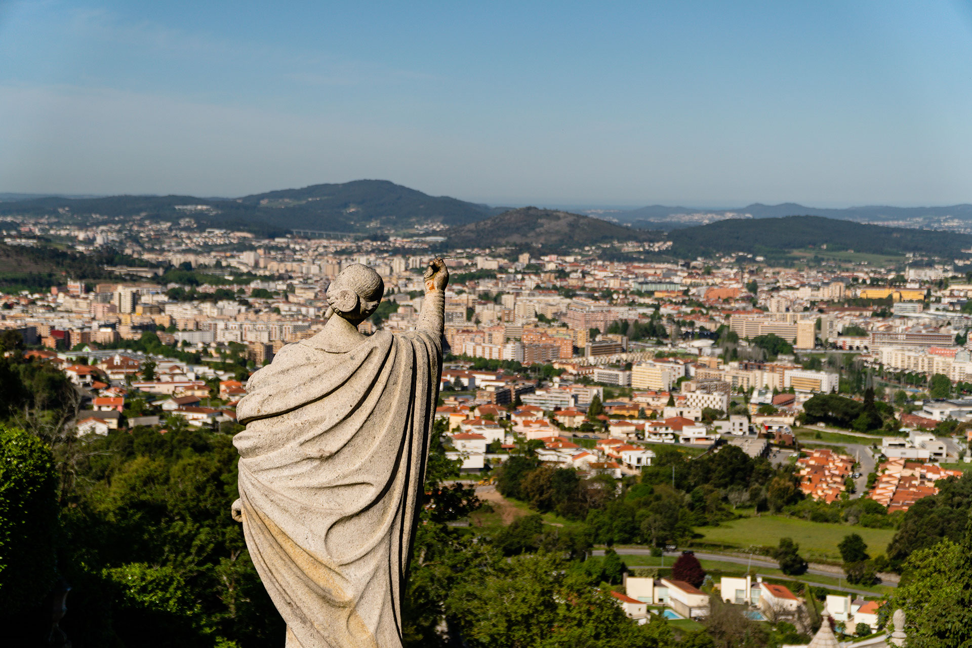 Statue in front of Bom Jesus do Monte in Braga