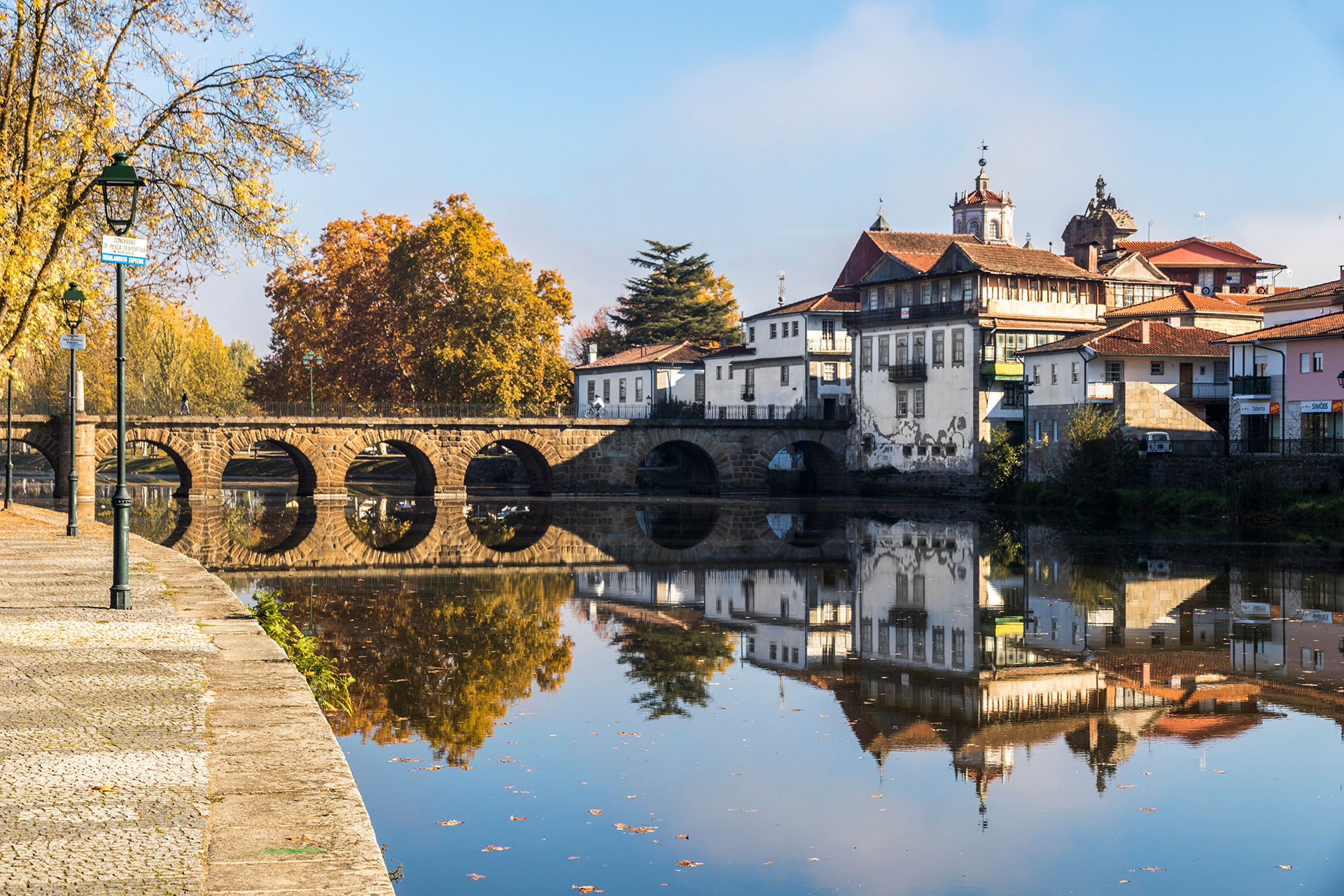 The historic Roman bridge of Emperor Trajan in the Chaves, Portugal