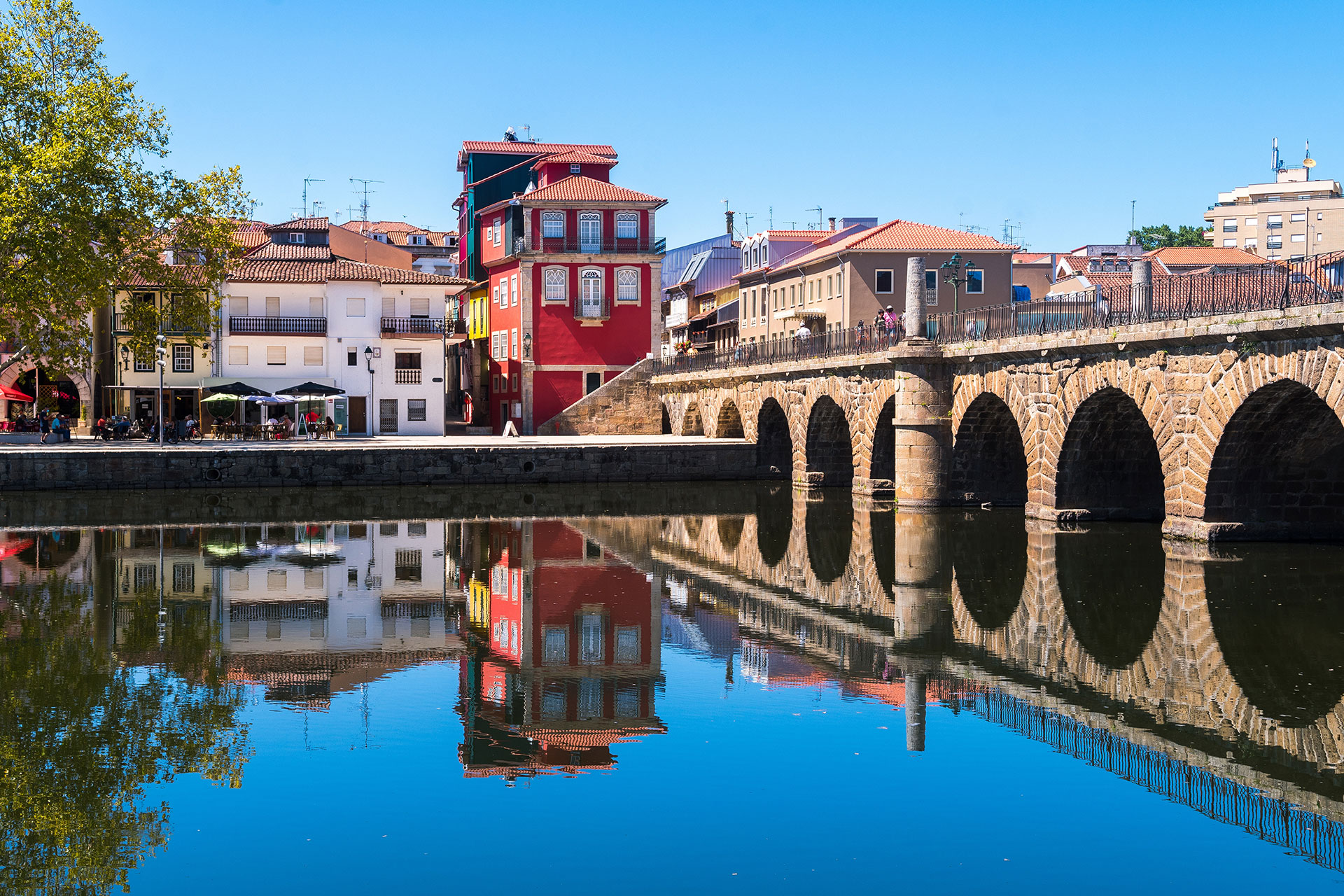 Street view of the Chaves old town in Portugal