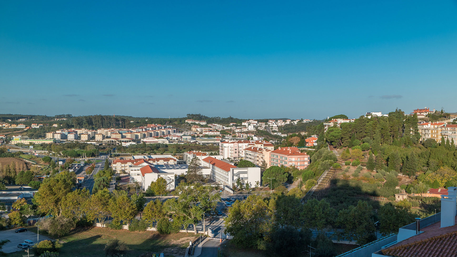 Cityscape of Leira from above in the morning