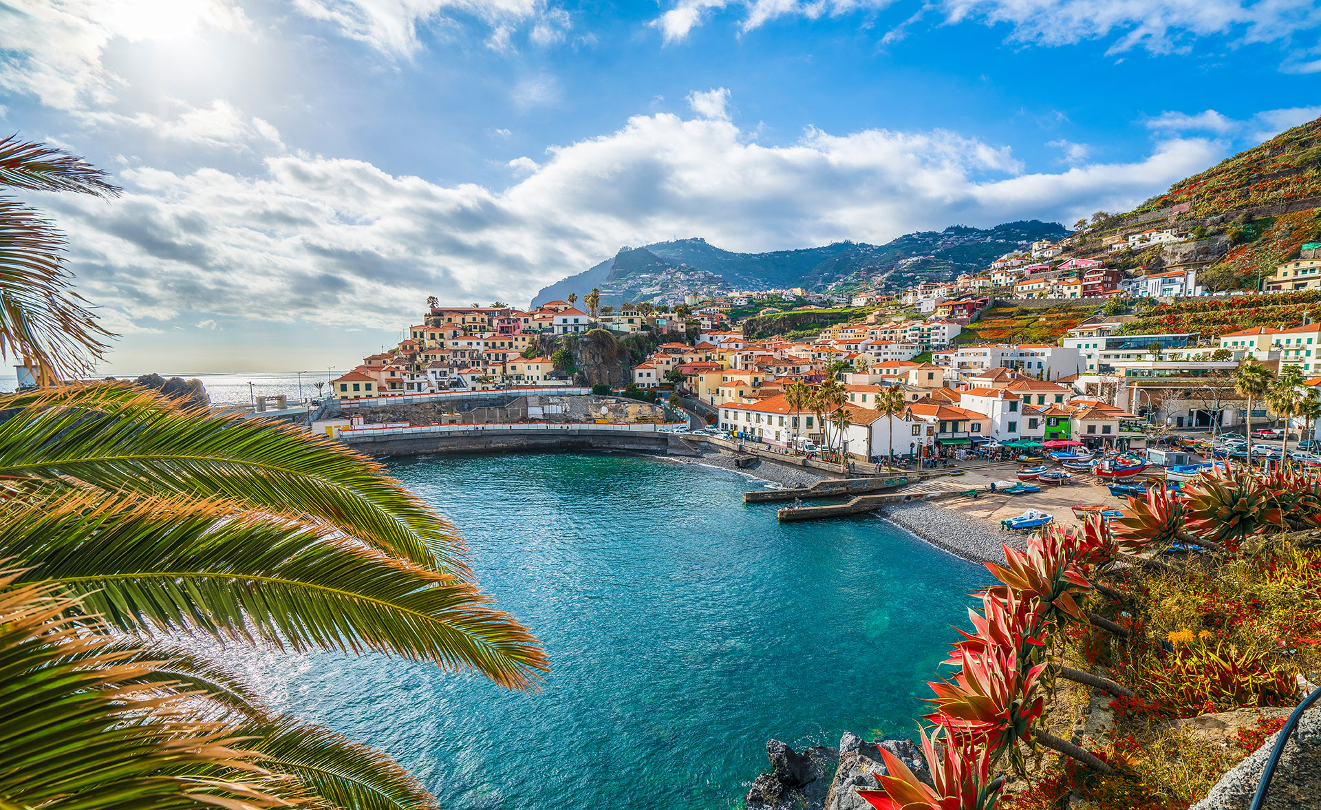 View of Camara de Lobos from the coast in Madeira
