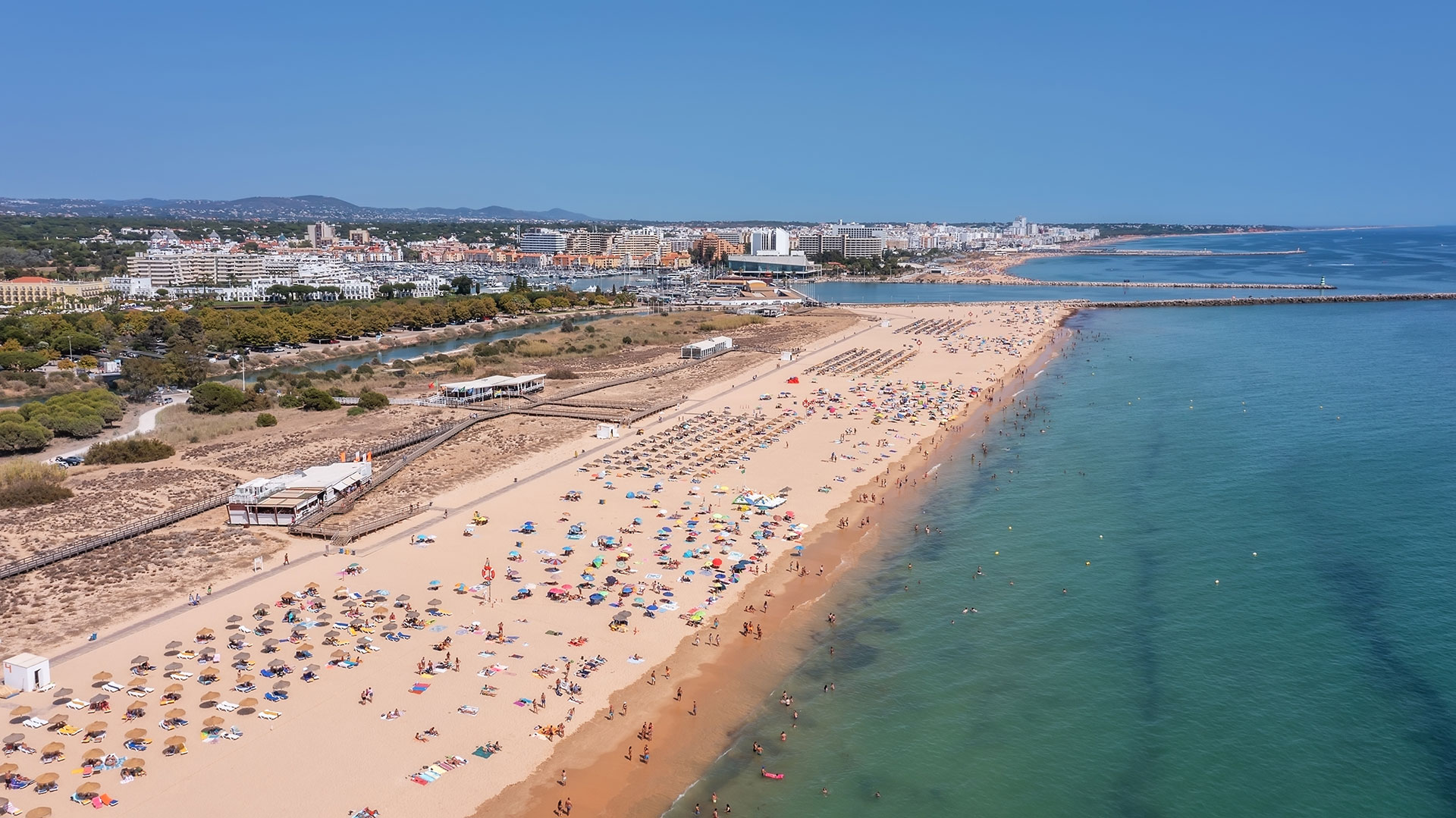 Vilamoura's sun-drenched, golden sands are extremely popular with locals and tourists alike