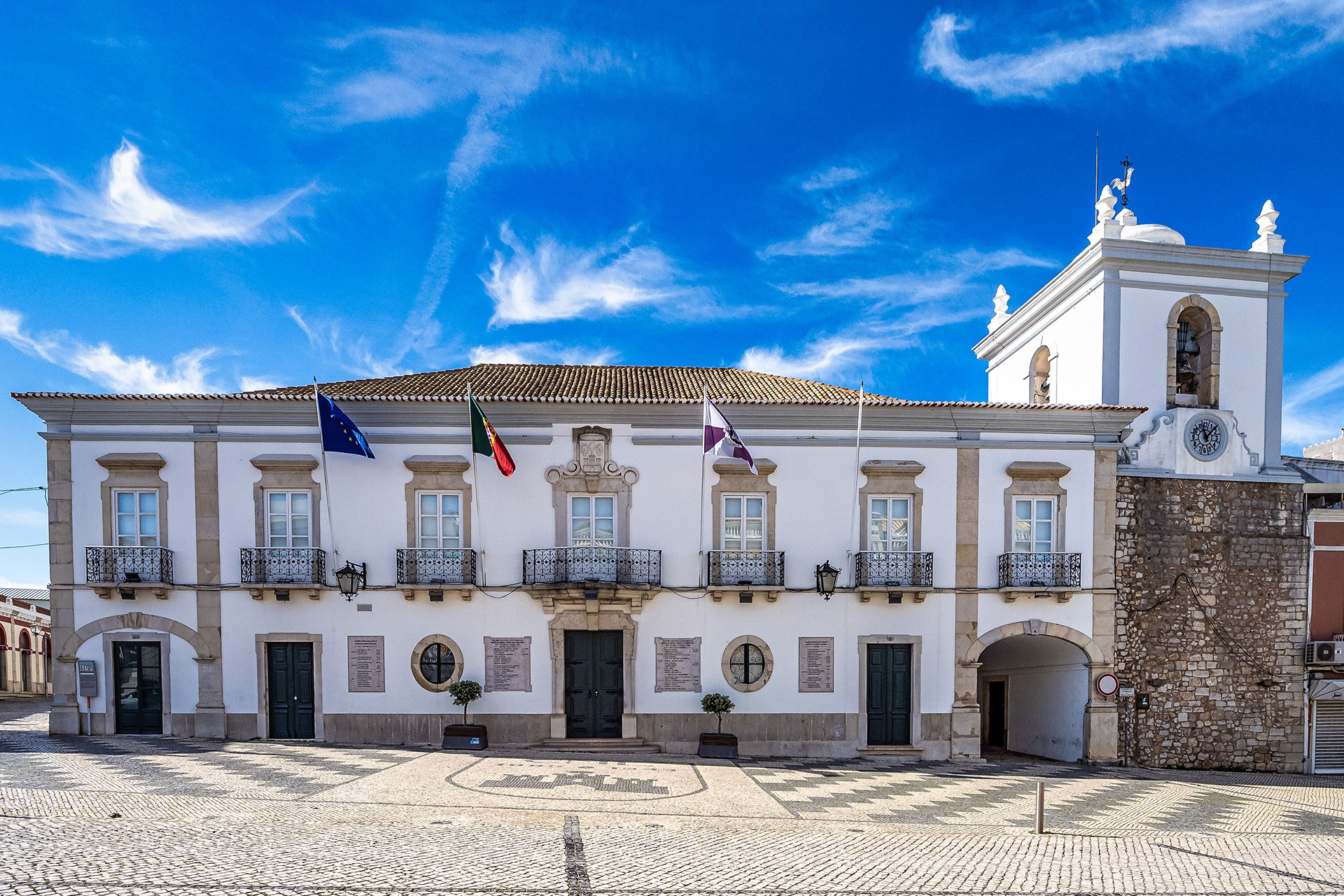 The famous city hall in the historic city centre of Loule, in Portugal