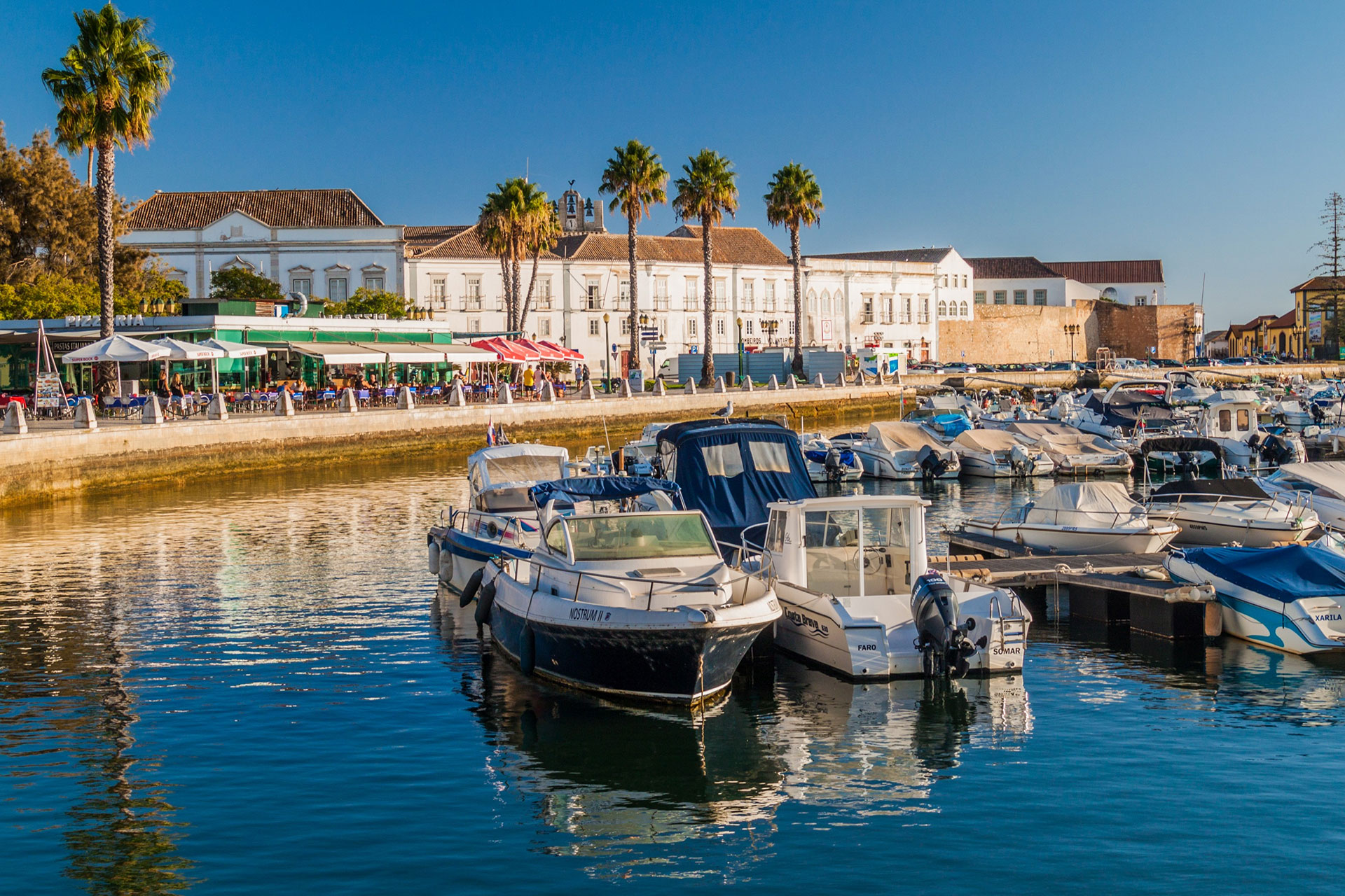 Boats in Faro Marina in the Algarve, Portugal