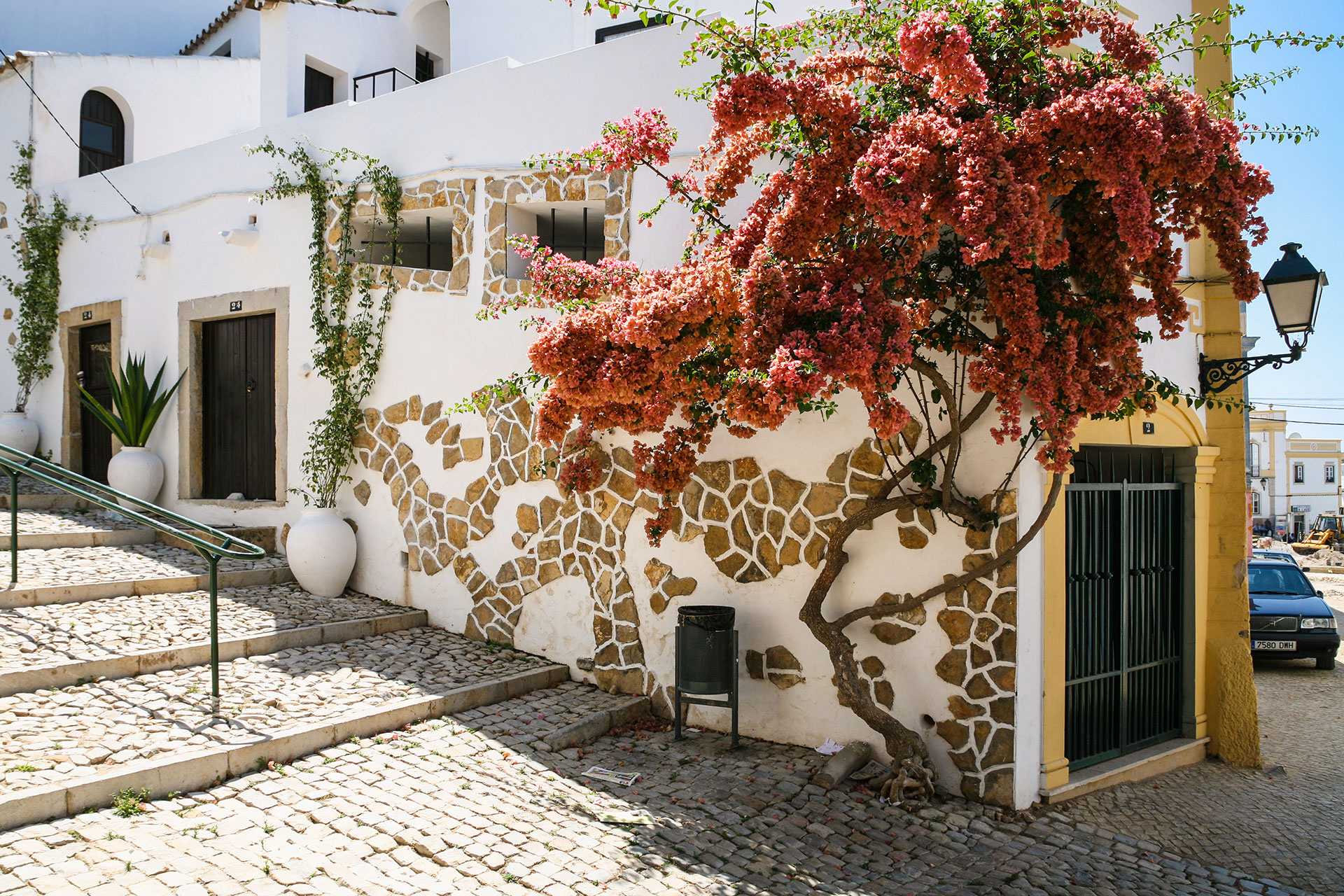 Colourful street in Estoi, Algarve, Portugal