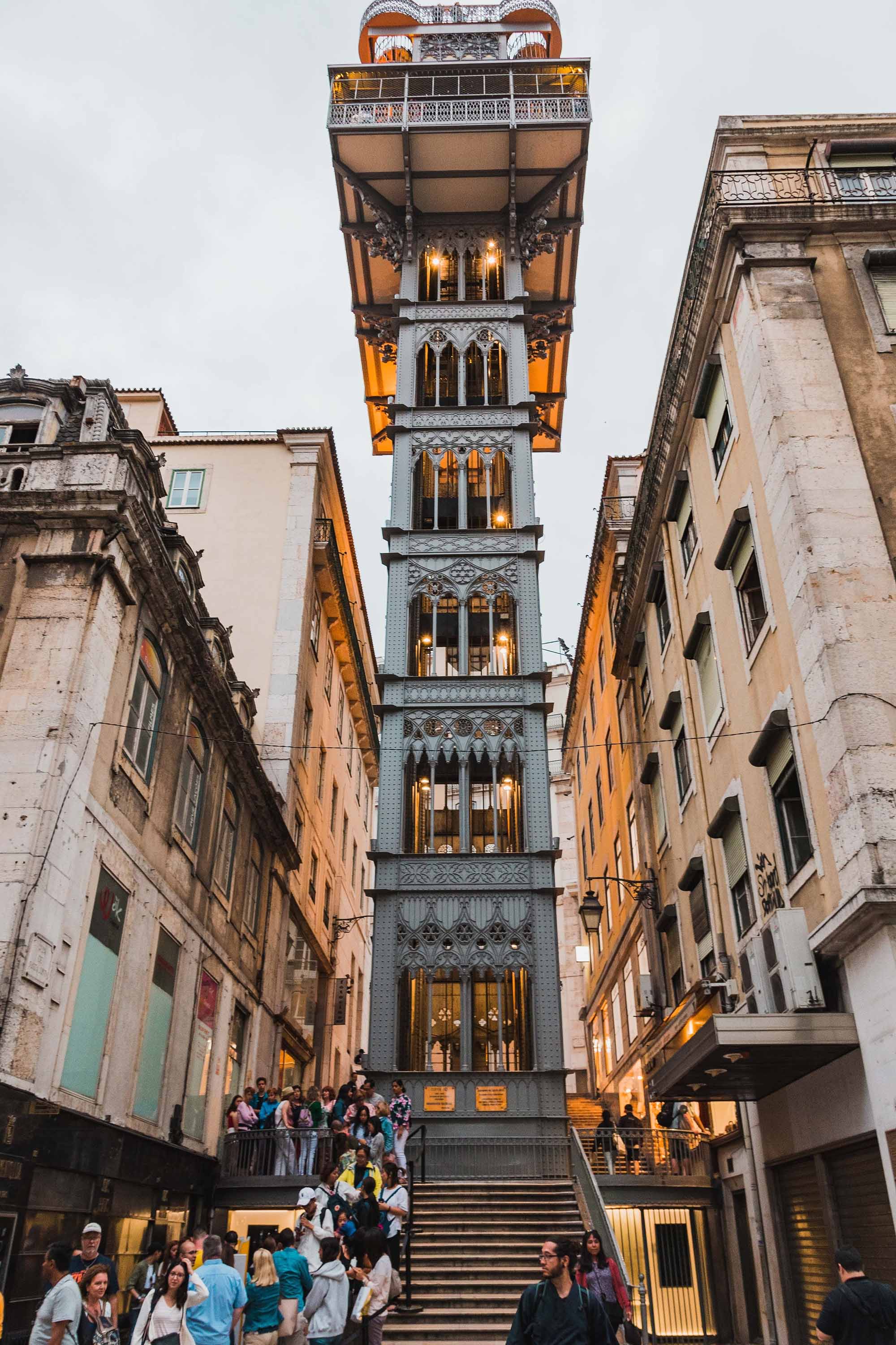 Elevador de Santa Justa, a famous building in Baixa, Lisbon