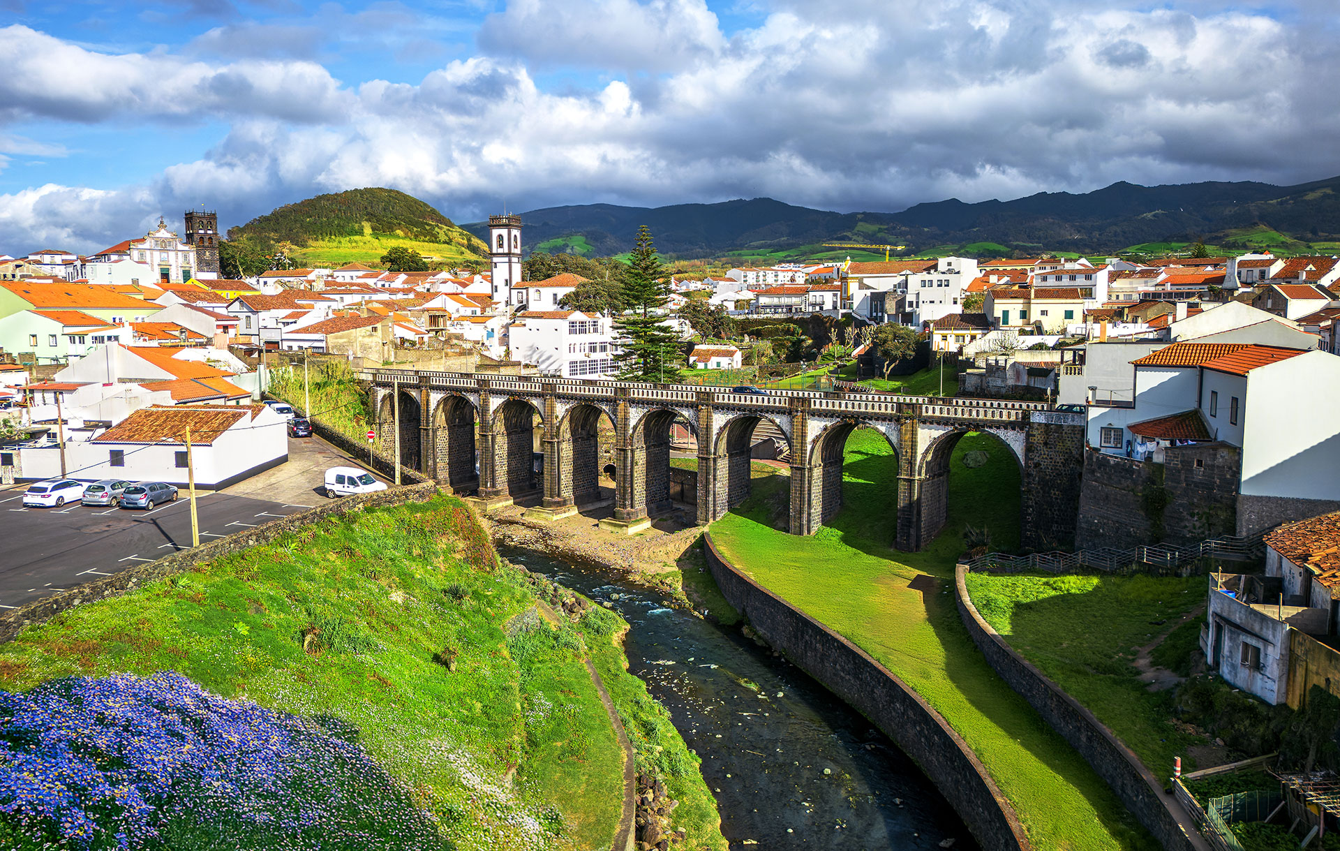 The scenic town of Ribeira Grande boasts a historic aqueduct