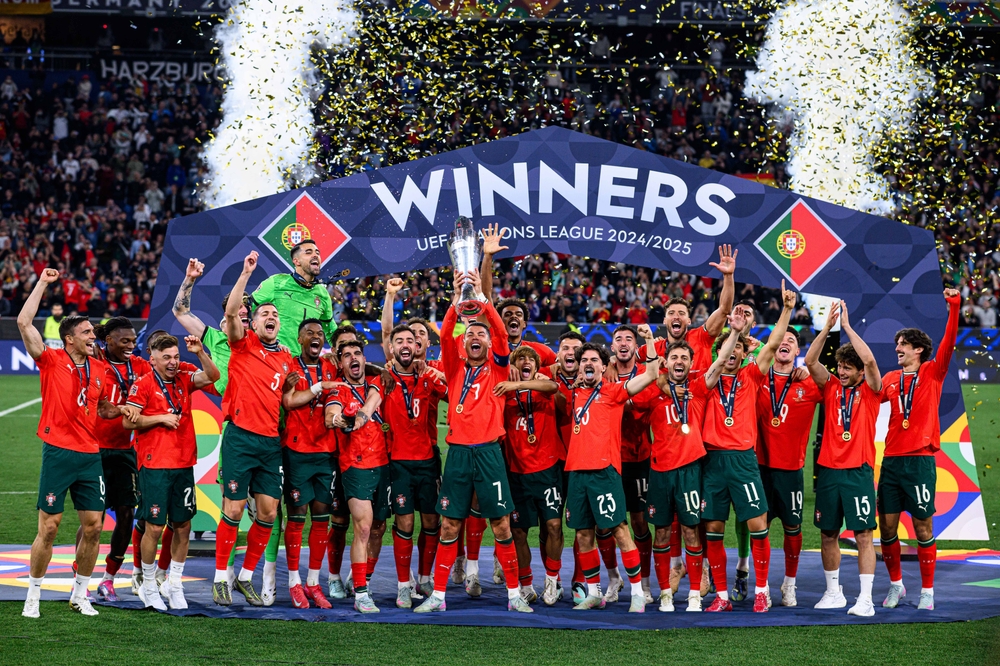 Celebrations as Ronaldo lifts the UEFA Nations League 2025 trophy for Portugal