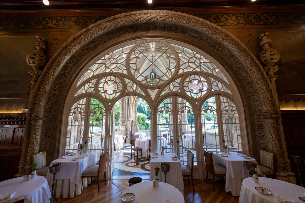 Interior image of the grand Palace Hotel do Bussaco, in Luso and luxurious garden at rear