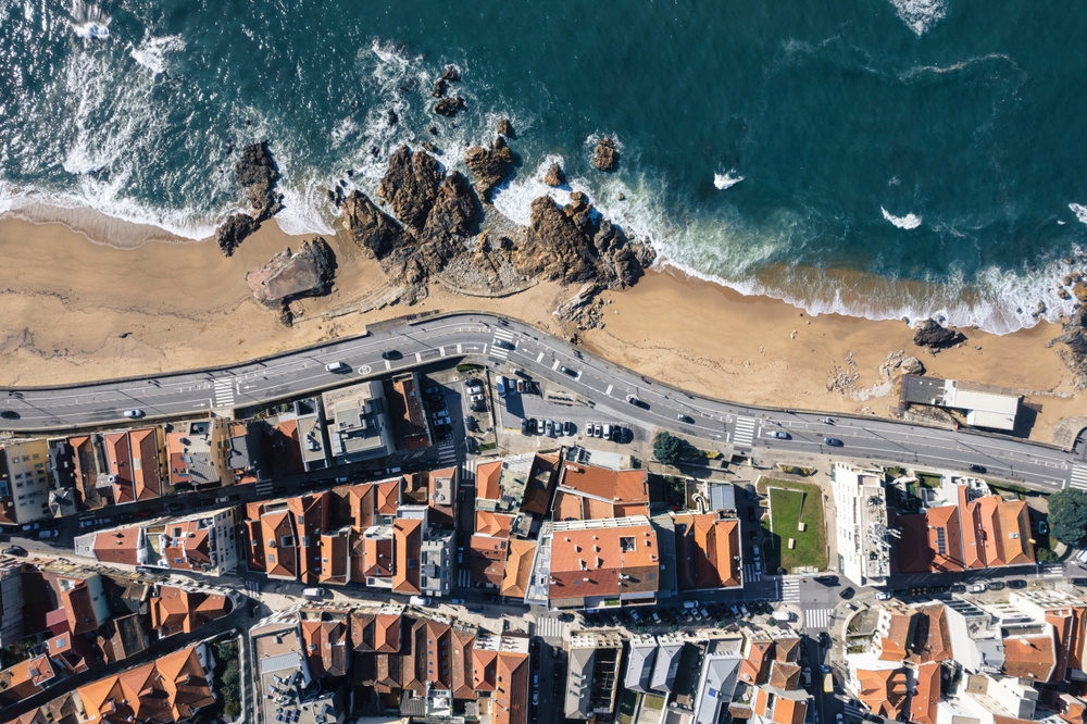 Bird's-eye view of captivating landscape of Foz Do Douro Beach