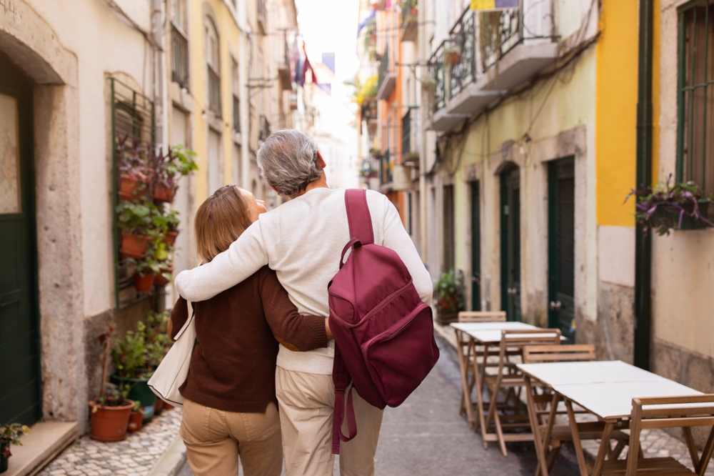 A senior couple exploring Portugal