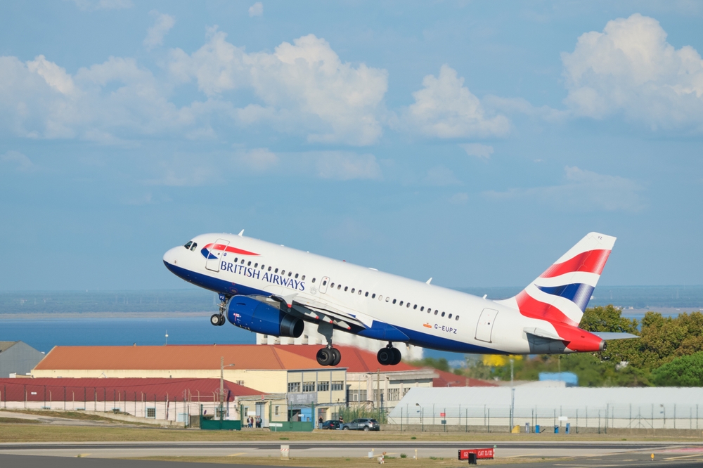 A British Airways flight taking off from Madeira airport