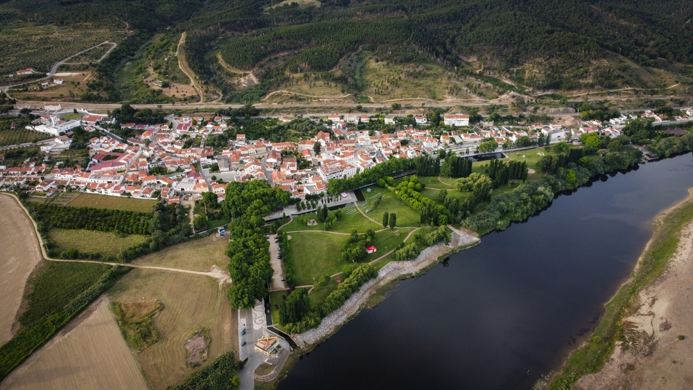 Overhead view of Vila Nova da Barquinha in Portugal