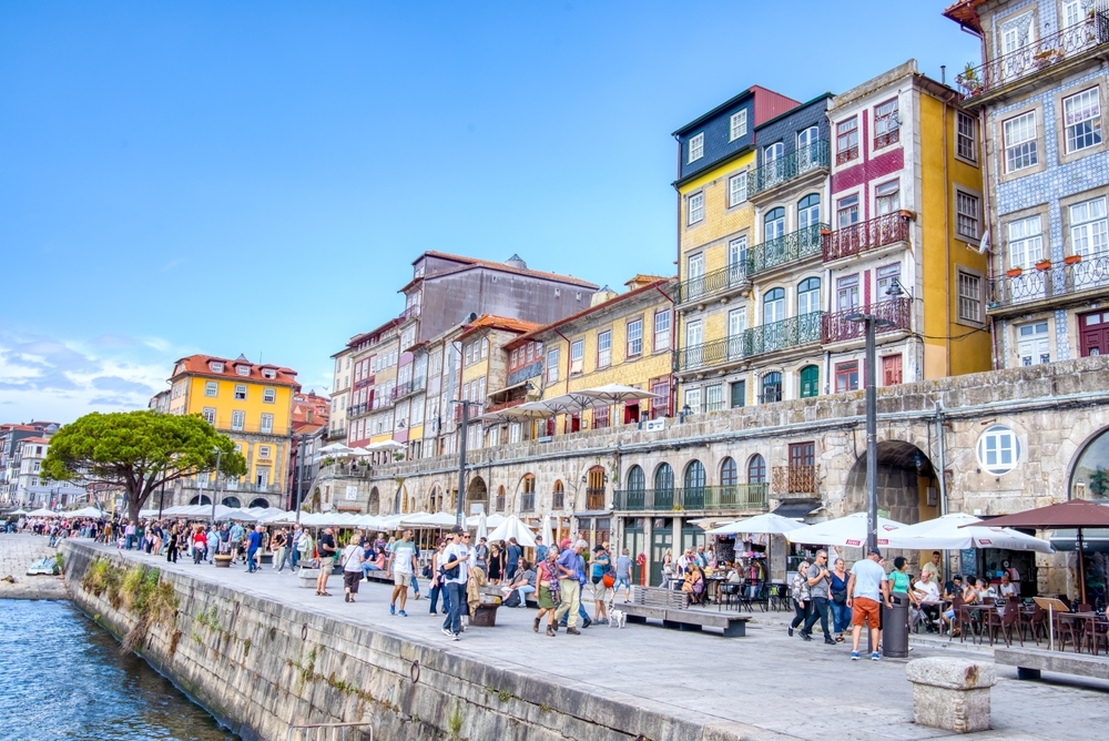 Bars and cafes by the river Douro in Porto